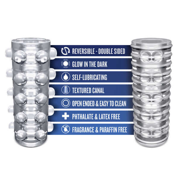 Rize Swich Glow In The Dark Self Lubricating Stroker features and benefits list