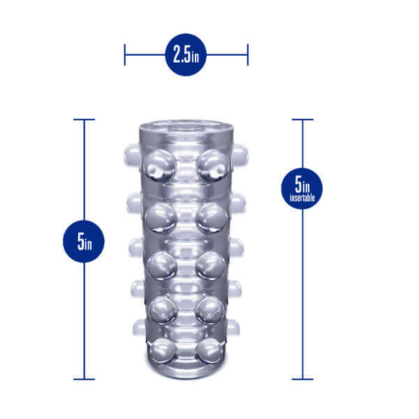 Rize Swich Glow In The Dark Self Lubricating Stroker dimensions 5 inches tall and 2.5 inches wide.