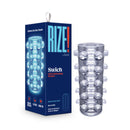 Rize Swich Glow In The Dark Self Lubricating Stroker Clear with packaging from Blush Novelties.
