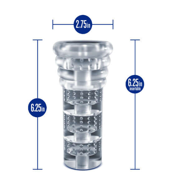 Rize Luz Glow-In-The-Dark Self-Lubricating Stroker Clear with Dimensions 6.25 inches, 2.75 inches Width