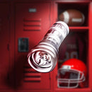 Rize Luz Glow-In-The-Dark Self-Lubricating Stroker in front of sports locker with football and helmet
