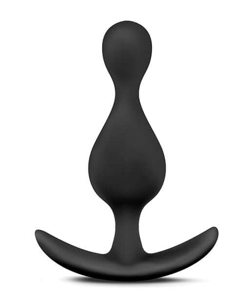 Anal Adventures Platinum Wave Plug Black by Blush Novelties. Made of 100% satin smooth, platinum cured silicone, with a comfortable anchor base.
