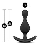 Anal Adventures Platinum Wave Plug Black by Blush Novelties, 4.5in length, 4in insertable, made of 100% satin smooth platinum cured silicone
