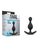 Anal Adventures Platinum Wave Plug Black made of 100% platinum cured silicone with small tip and anchor base for comfortable anal exploration.