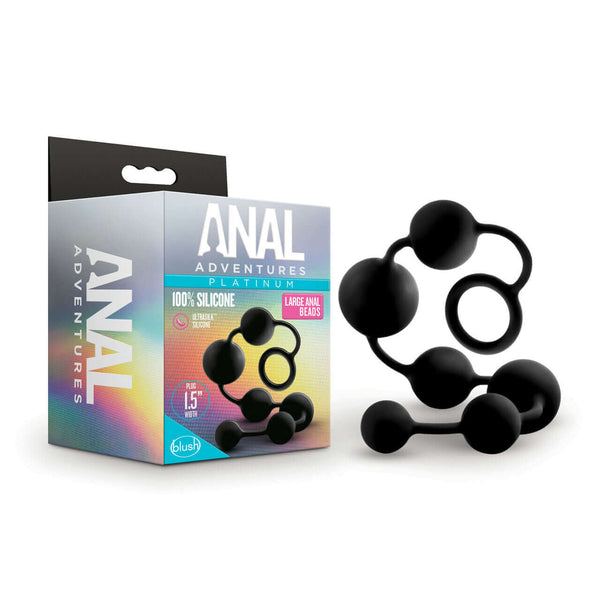 Blush Novelties Anal Adventures Platinum Black Silicone Large Anal Beads at $19.99