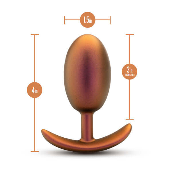 Anal Adventures Matrix Neutron Plug in Cosmic Copper with measurements 1.5in width, 4in length, 3in insertable length