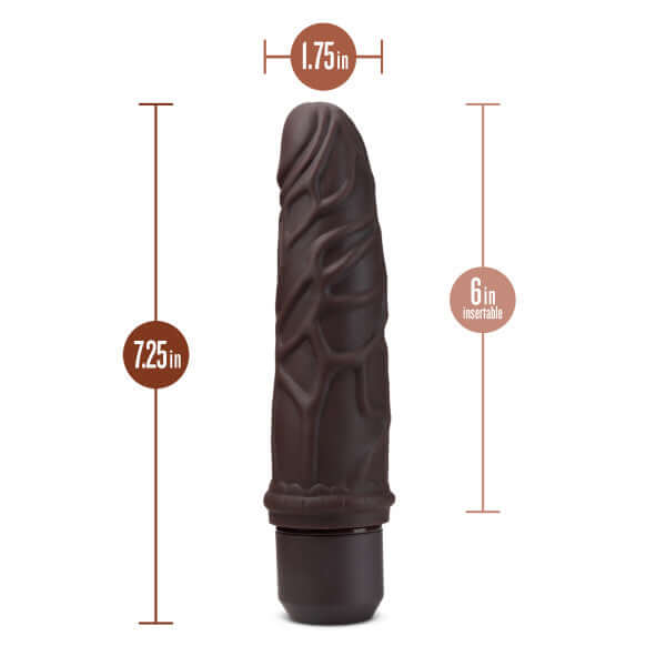 Dr. Skin Silicone Dr. Robert 7-Inch Vibrating Dildo Brown with Flexishaft Technology and 10 Vibration Modes