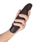 Hand holding Dr. Skin Silicone Dr. Robert 7-Inch Vibrating Dildo Brown with Flexishaft Technology, 10 Vibration Modes