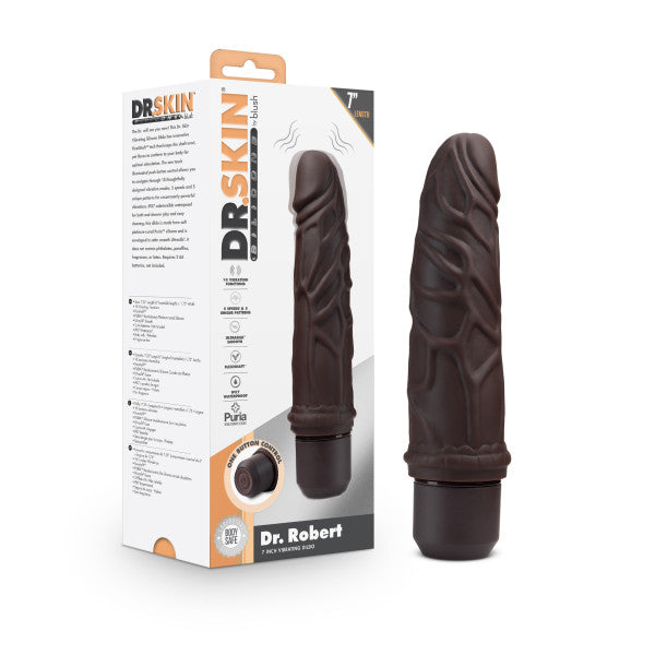Dr. Skin Silicone Dr. Robert 7 inches Vibrating Dildo Brown