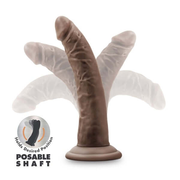 Dr. Skin Plus 7 inches Poseable Dildo Chocolate Dark Brown with flexible shaft illustration