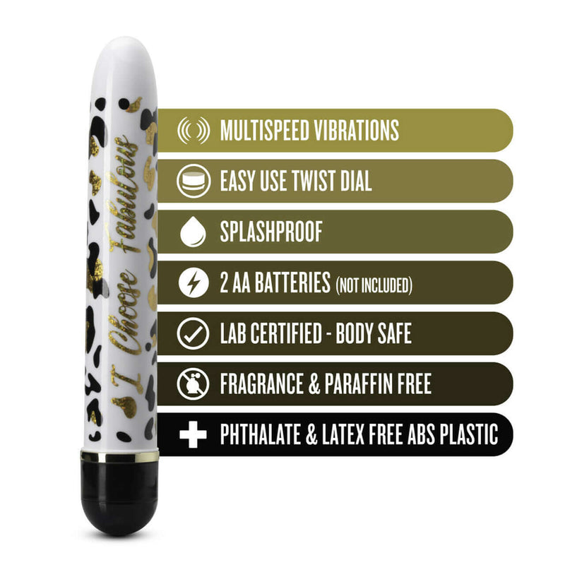 The Collection I Choose Fabulous Black Vibrator with multispeed vibrations, easy twist dial, and body-safe materials from Blush Novelties