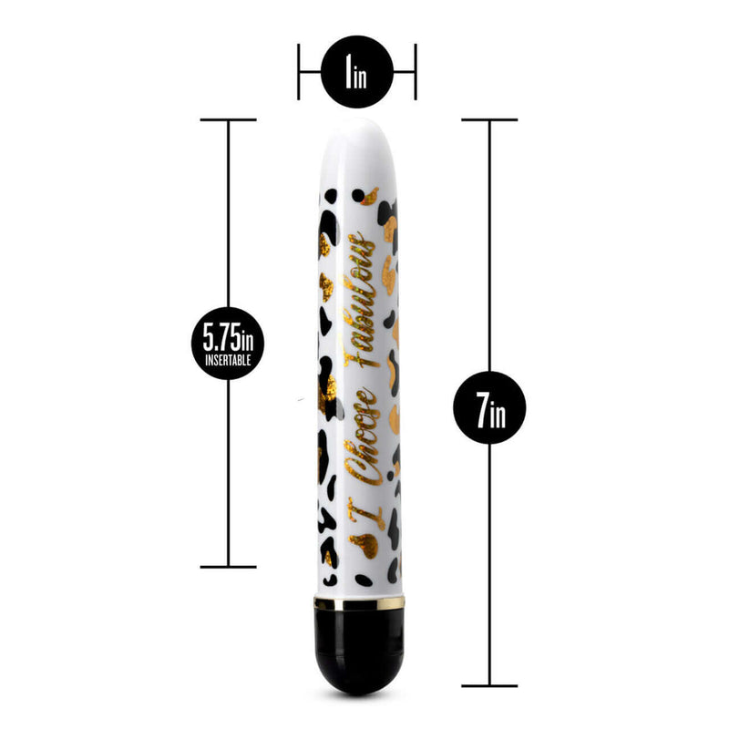 The Collection I Choose Fabulous Black Vibrator with Leopard Print and Measurements