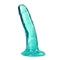 B Yours Plus Hard N Happy Teal Dildo with suction cup base by Blush Novelties, featuring a realistic design and ultra-soft TPE material