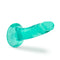 B Yours Plus Hard N Happy teal dildo by Blush Novelties with realistic design and curved shape for optimal G-Spot and P-Spot stimulation.