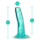 B Yours Plus Hard N Happy Teal Dildo by Blush Novelties, realistic design, 5.5 inches long, 5 inches insertable, 1.25 inches wide.
