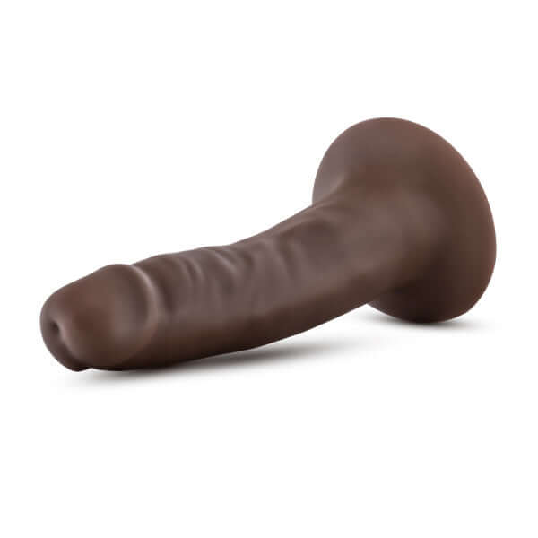 Dr. Skin Plus+ 5-Inch Poseable Dildo in Chocolate Dark Brown shade with realistic detail and adjustable shaft for ultimate pleasure.