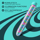 Utopia 7-Inch Rechargeable Vibe in Aqua with RumbleTech, 10 Vibration Functions, and IPX7 Waterproof rating from Blush Novelties.