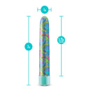 Limited Addiction Utopia 7-Inch Rechargeable Vibe with psychedelic design, 1-inch diameter, and 5.75-inch insertable length in Aqua.