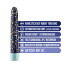 Limited Addiction Dreamscape 7-Inch Rechargeable Vibe showcasing features like RumbleTech vibrations, 10 vibration modes, and waterproof design.