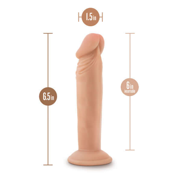 Dr. Skin Plus 6 inches poseable dildo, vanilla light skin tone, realistic design with 6 inches insertable length and 1.5 inches width.