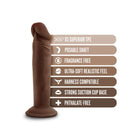 Dr. Skin Plus 6 inches Poseable Dildo Chocolate Dark Brown with poseable shaft, strong suction cup base, and ultra-soft realistic feel features.