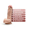 Dr. Skin Mr. D 8.5 inches Dildo with Balls, beige light skin tone, soft realistic feel, suction cup base, harness compatible, body safe.