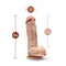 Dr. Skin Mr. D 8.5 inches dildo with balls, beige light skin tone, realistic texture, 2-inch width, and 6.75 inches insertable length