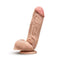 Dr. Skin Mr. D 8.5 inches dildo with balls in beige light skin tone, featuring realistic sculpted veins and a suction cup base.