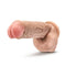 Dr. Skin Mr. D 8.5 inch dildo with balls in beige light skin tone featuring realistic veins and texture, with a suction cup base.