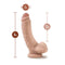 Beige Dr. Skin Mr. Mayor 9-Inch Dildo with Balls, Suction Cup Base, Realistic Texture, Dimensions Highlighted (2-Inch Width, 6.5-Inch Insertable Length)