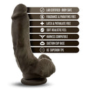 Loverboy The Mechanic Chocolate Brown Dildo with key features listed - lab certified, body safe, fragrance-free, and harness compatible