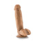 Dr. Skin Dr. Mark 7 inches dildo with balls in tan medium skin tone with suction cup base from Blush Novelties
