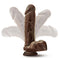Dr. Skin Plus 9-inch Thick Girthly Posable Dildo with Balls in Chocolate Dark Brown showing flexible shaft positions