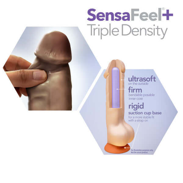 Blush Novelties Dr. Skin Plus 9 inches Thick Girthly Posable Dildo with Balls Chocolate Dark Brown at $34.99