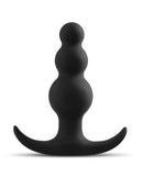 Anal Adventures Platinum Beaded Plug in black silicone from Blush Novelties for pleasurable stimulation and exploration.