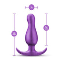 Anal Adventures Matrix Quantum Plug in Galactic Purple with dimensions shown, 3.5 inches total length, 3 inches insertable, and 1 inch width.