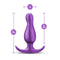 Anal Adventures Matrix Quantum Plug in Galactic Purple with dimensions shown, 3.5 inches total length, 3 inches insertable, and 1 inch width.