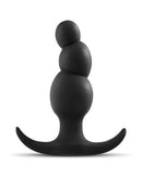 Anal Adventures Platinum Stacked Plug Black, 100% platinum cured Silicone, three graduated beads, anchor base from Blush Novelties.