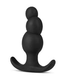 Anal Adventures Platinum Stacked Plug Black by Blush Novelties with three graduated beads and anchor base for enhanced anal sensations.