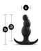 Anal Adventures Platinum Stacked Plug Black with dimensions for enhanced anal pleasure by Blush Novelties