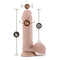 Dr. Skin Plus 8 inches Posable Dildo with Balls Vanilla Light Skin Tone Beige with dimension markers.