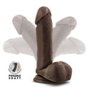 Dr. Skin Plus 8 inches Posable Dildo with Balls in Chocolate Dark Brown showing poseable shaft by Blush Novelties