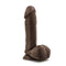 Dr. Skin Plus 8 inches Posable Dildo with Balls in Chocolate Dark Brown from Blush Novelties on a white background