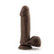 Dr. Skin Plus 8 inches Posable Dildo with Balls in Chocolate Dark Brown from Blush Novelties.