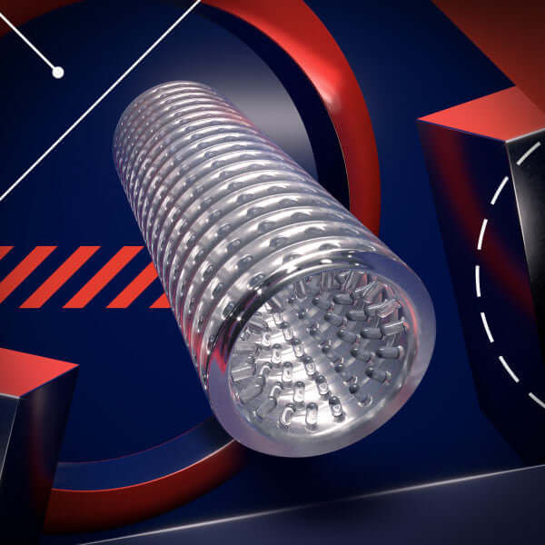 Rize Strokerz Clear Male Masturbation Sleeve by Blush Novelties with stimulating ticklers, 5.25 inches, sleek modern design