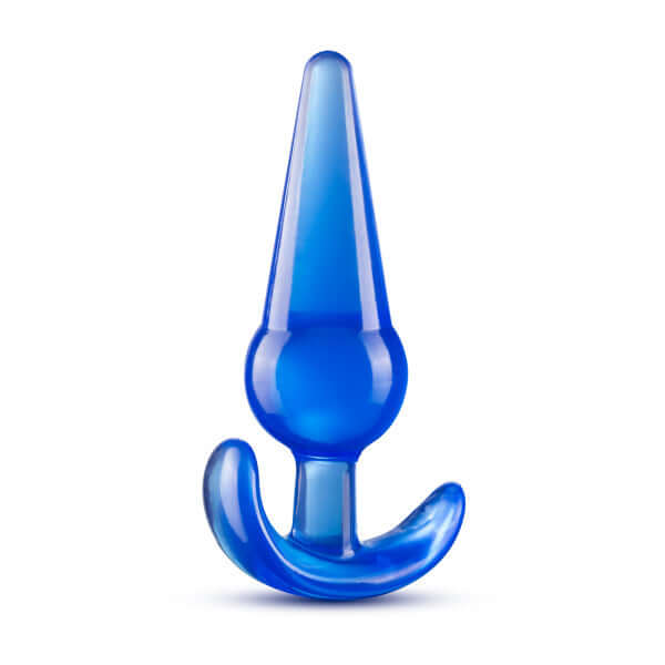 Blue B Yours Large Anal Plug with ergonomic base by Blush Novelties for comfort and stretch, body safe and phthalate free.