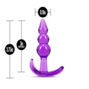 B Yours Triple Bead Anal Plug Purple with Measurements - 3.75in Length, 0.9in Diameter, 3in Insertable - Comfortable Beaded Design