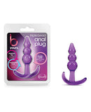 B Yours Triple Bead Anal Plug in Purple | Comfortable Beaded Design and Body-Safe | Blush Novelties Packaging and Product Display