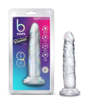 B Yours Diamond Crystal Clear Dildo in packaging and out, highlighting lifelike design, transparent aesthetic, and sturdy suction cup base.