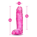 B Yours Plus Big N Bulky Pink Dildo 10.5in Length 8.5in Insertable 2.5in Width, Realistic Design with Suction Cup Base